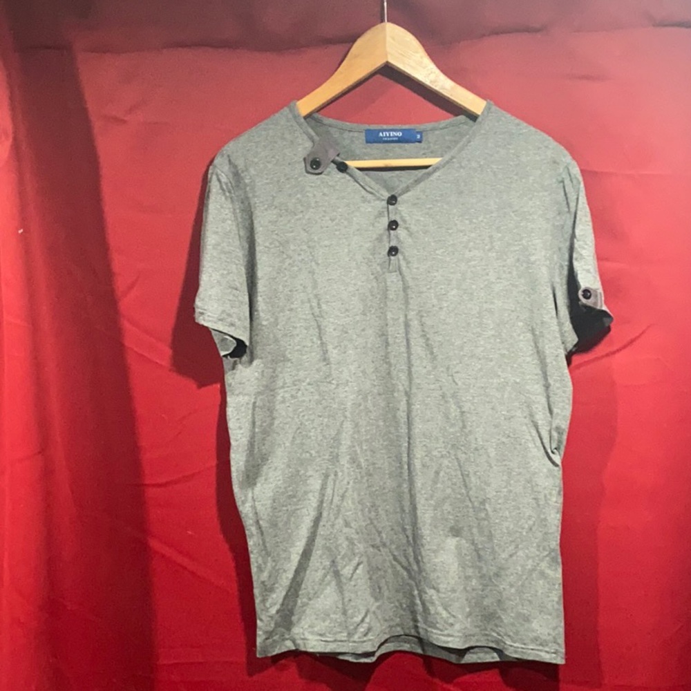 Grey Button T-Shirt